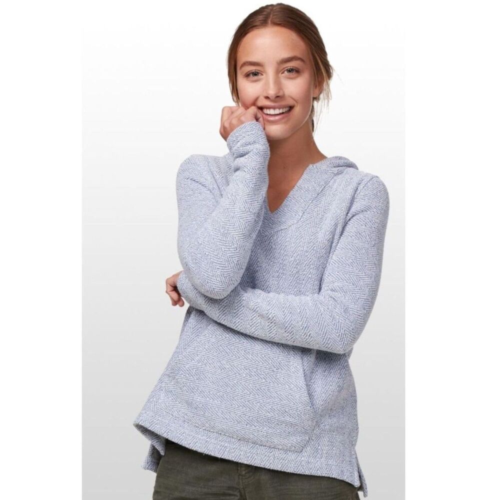 Faherty Whitewater Herringbone Knit Hoodie Blue S